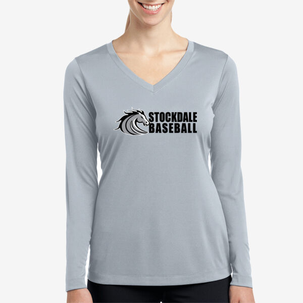 Stockdale Baseball Ladies Long Sleeve PosiCharge Competitor V Neck Tee Thumbnail