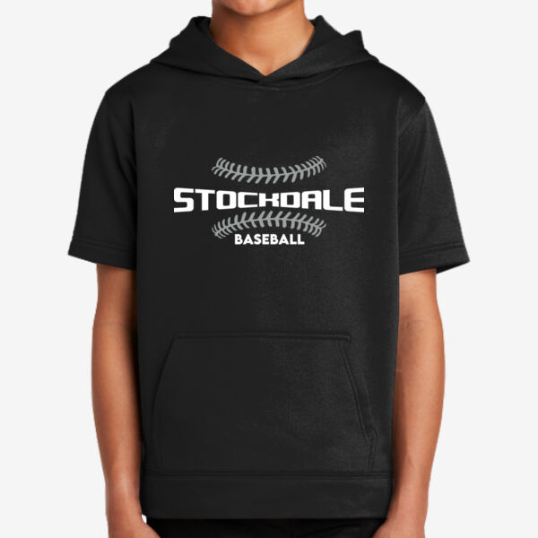Stockdale Baseball Youth Sport Wick Fleece Short Sleeve Hooded Pullover Thumbnail